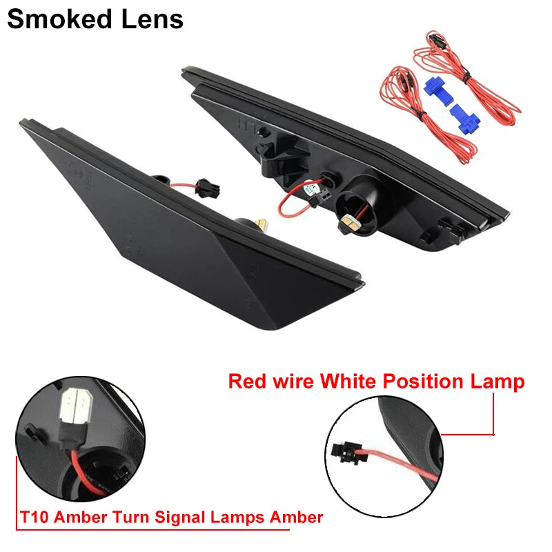 2PCS LED Side Marker Lights Amber Signal White DRL for Honda Civic 2016-2021