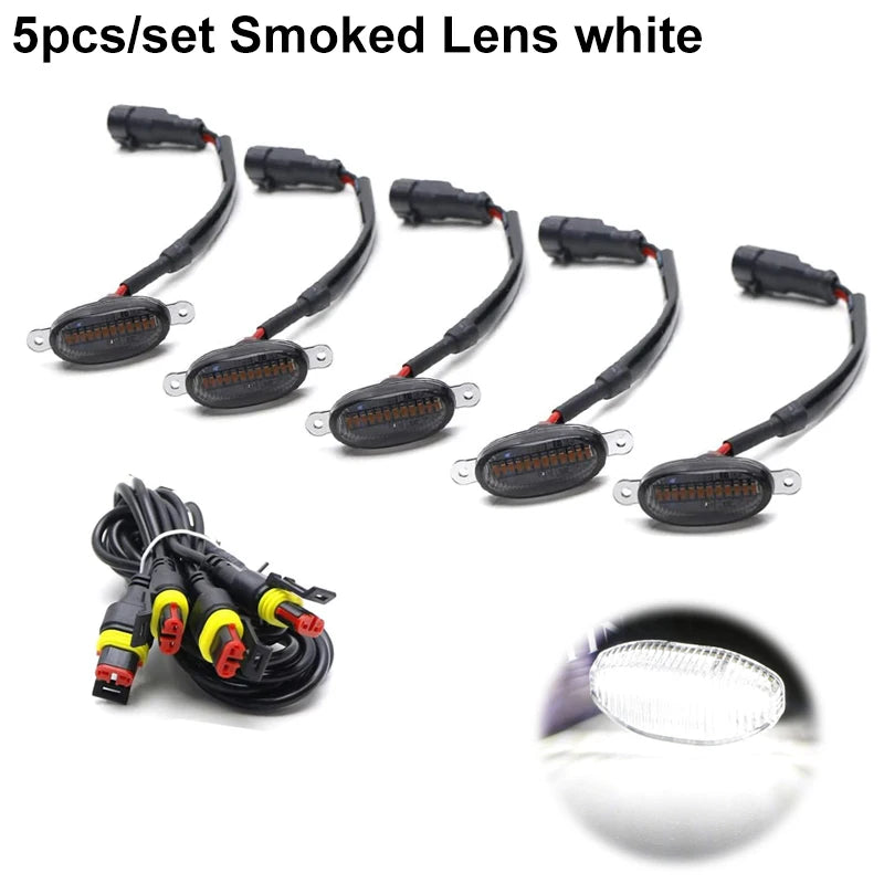 Universal 12 LED Grille Lights 12V Smoked Amber White Eagle Eye Lamps Car SUV