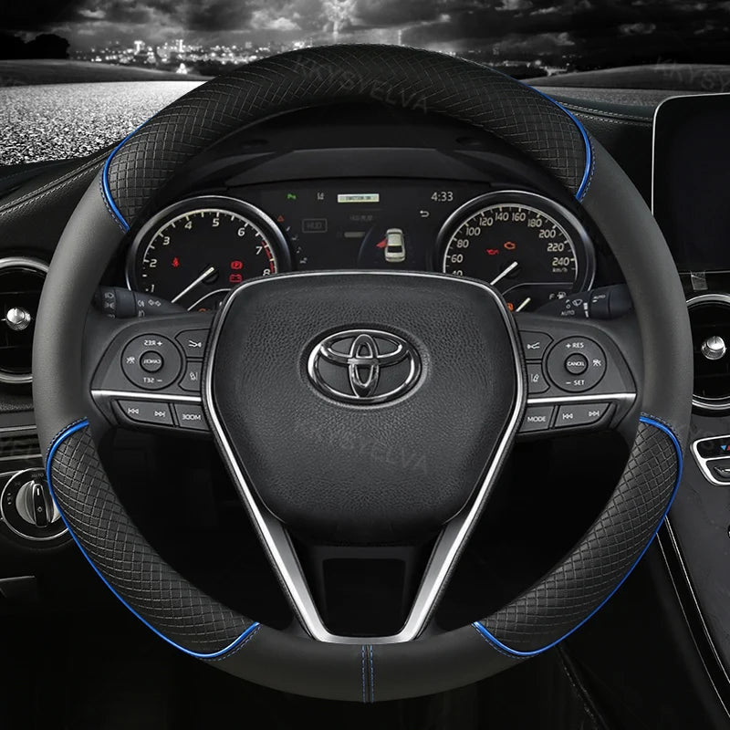 38cm Leather Steering Wheel Cover Non-Slip for Toyota Corolla Vios Yaris