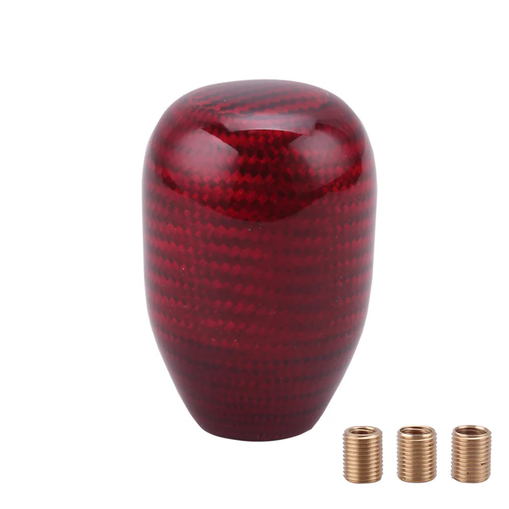 RASTP RS-SFN032 Oval Carbon Fiber Manual Gear Shift Knob 3 Adapters JDM Style