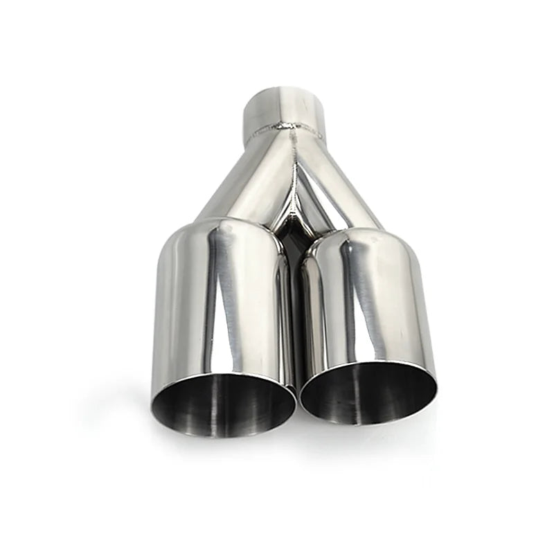 Dual Exhaust Tip Stainless Steel Polished Silver Straight Edge Muffler Tailpipe