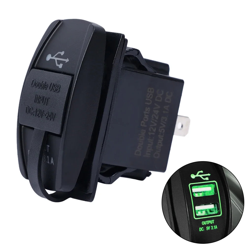 Universal Dual USB 12V Car Charger 2-Port 3.1A/4.2A Waterproof USB Power Adapter