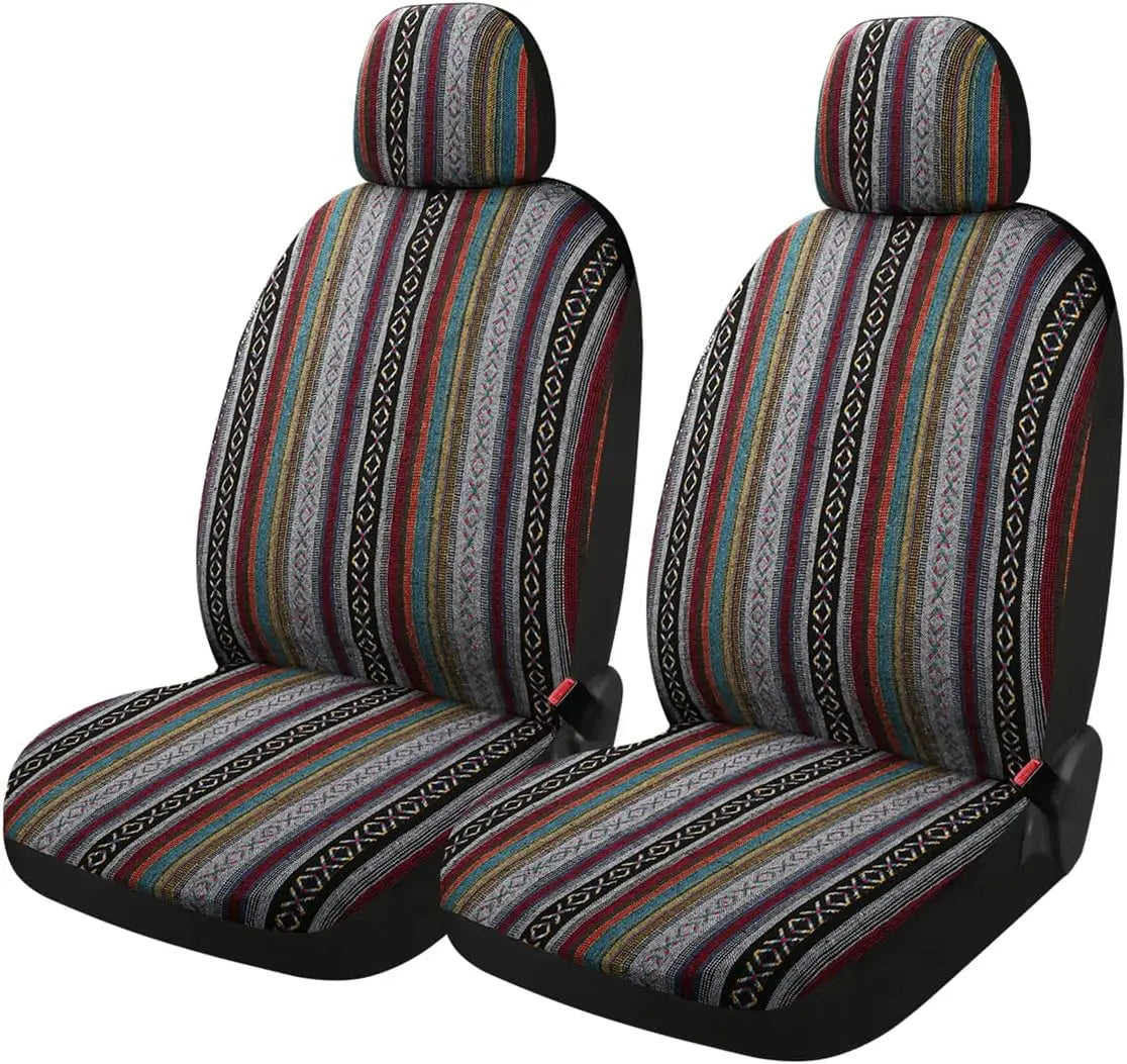 Universal Baja Saddle Blanket Car Seat Covers Multi-Color Woven Seat Protector Set