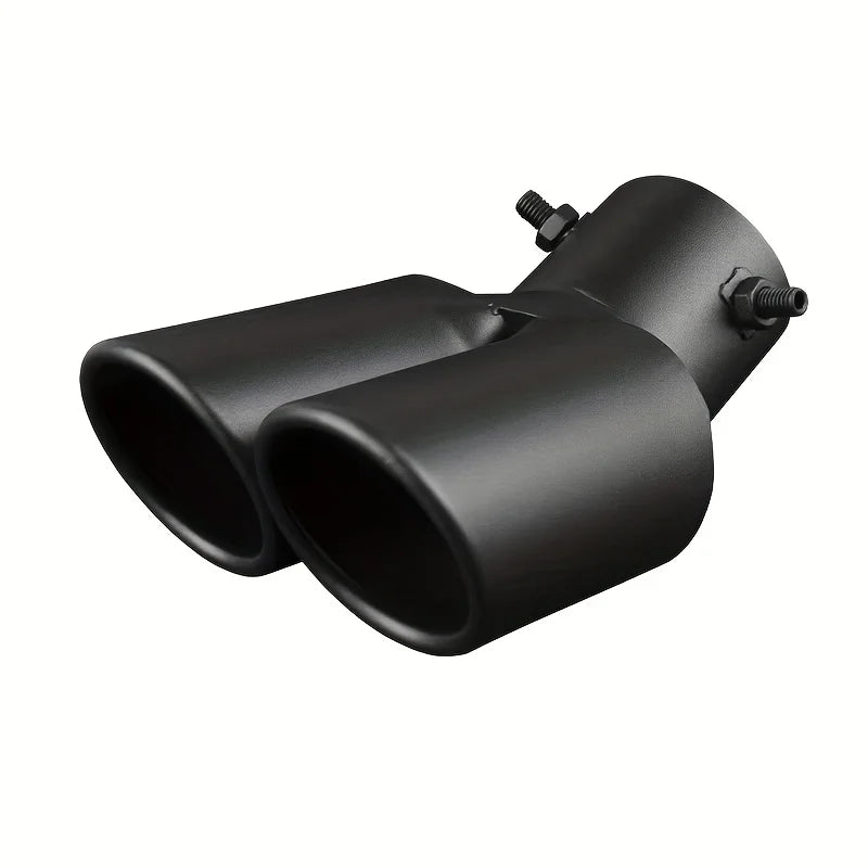 Black Stainless Steel Dual Outlet Slanted Exhaust Tip Universal Car Tailpipe