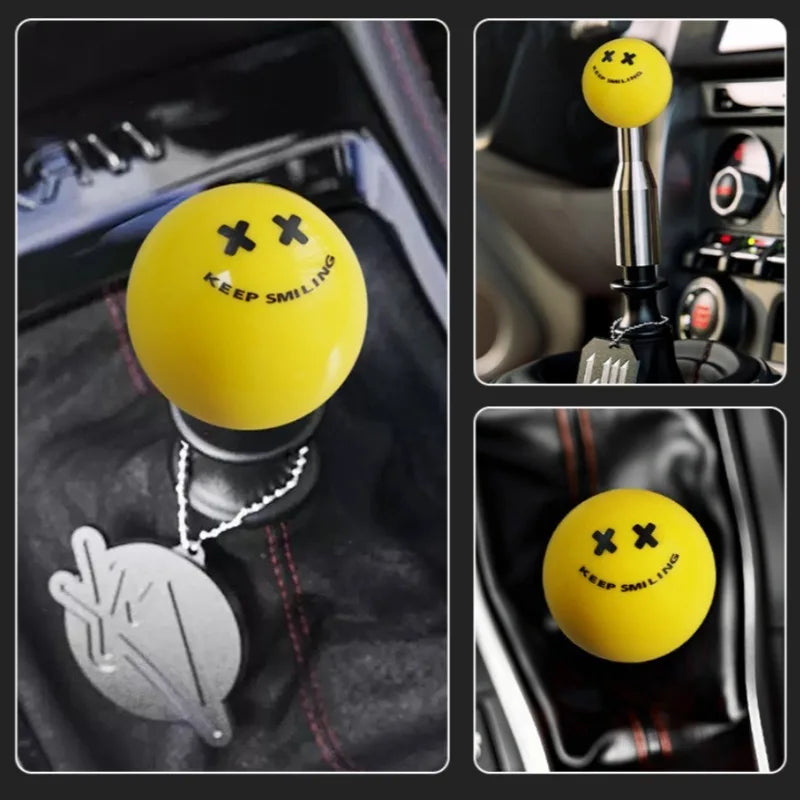 Universal JDM Smile Face Gear Shift Knob Manual Transmission Shifter Yellow Black
