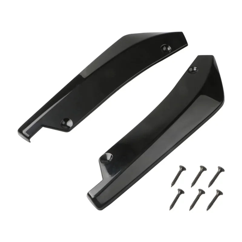 2PCS Universal Rear Bumper Lip Splitter Spoiler Black Carbon Fiber