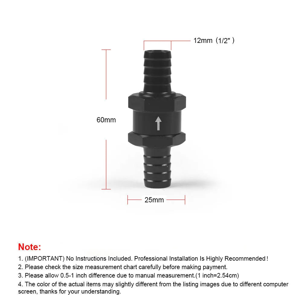 Universal Inline Fuel Check Valve One Way Non Return Diesel Petrol 4mm-14mm OD