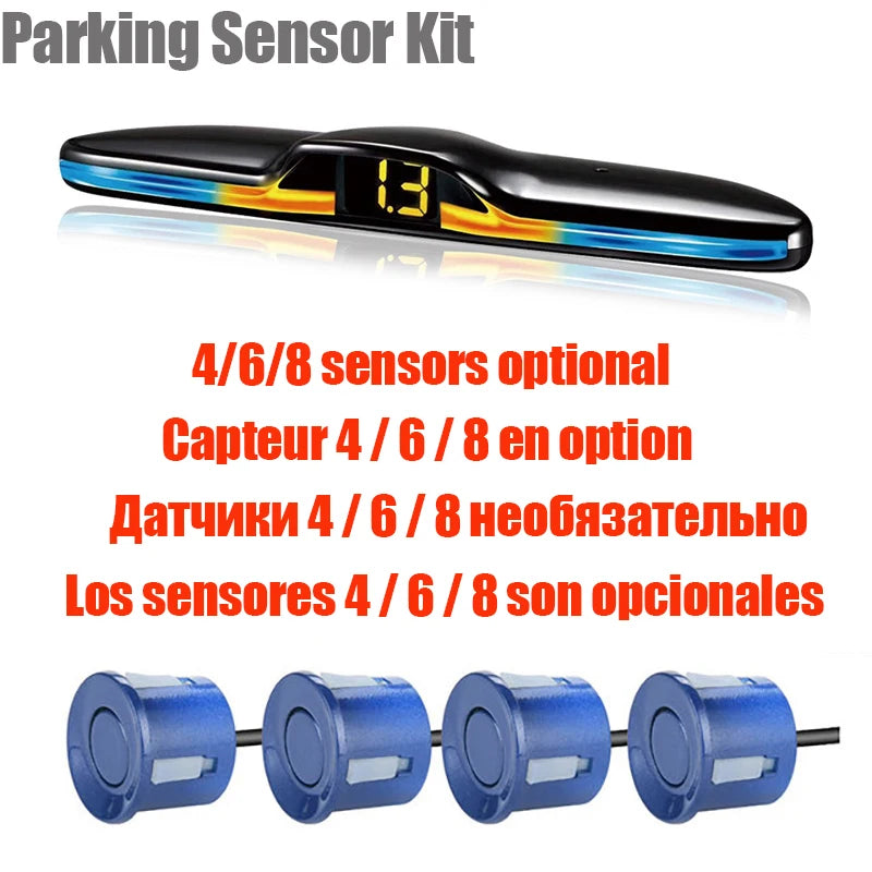 Car Parking Sensor Kit 4/6/8 Radar Sensors LED Display Reverse Backup System