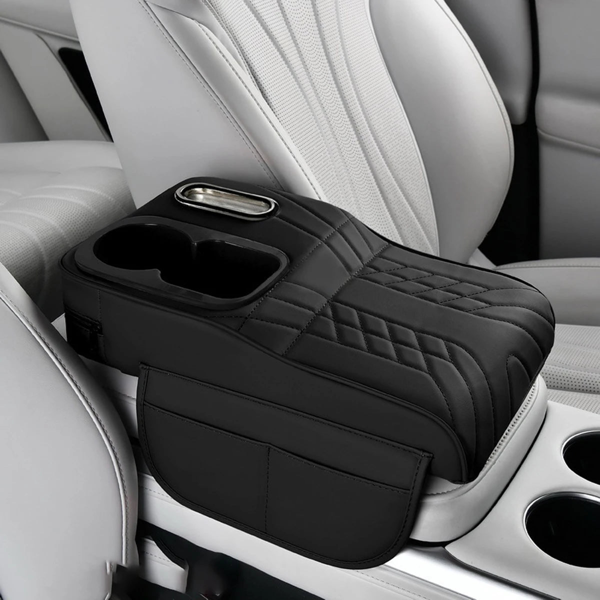 Universal Car Armrest Cushion Center Console Cover Cup Holder Tissue Storage