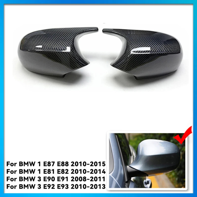 M3 Style Carbon Fiber Look Mirror Cover Caps for BMW 1 Series & 3 Series