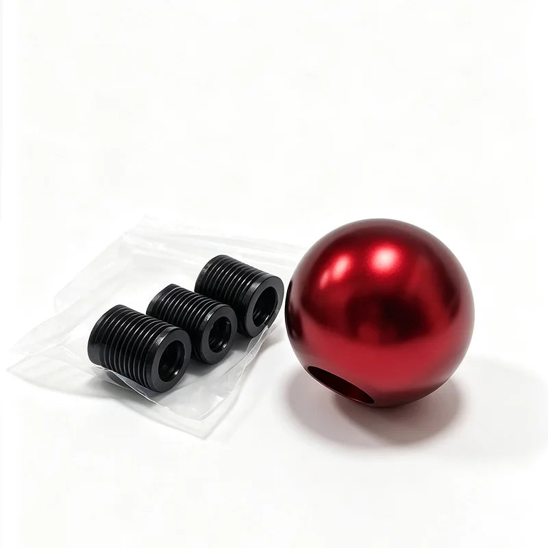 Aluminum Alloy Gear Shift Knob Ribbed Spherical Manual Shifter 3 Adapters