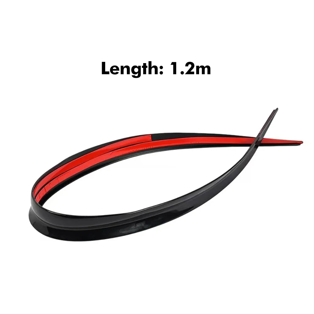 Universal 1.2M Soft Rear Trunk Spoiler Lip 120cm Black ABS Rubber Roof Wing Trim