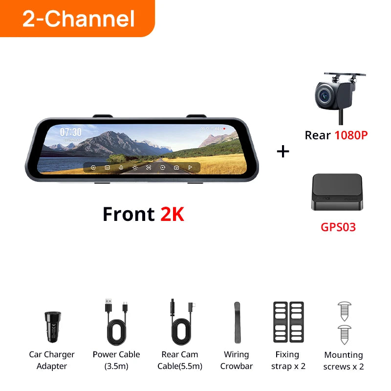 70mai S410 Rearview Mirror Dash Cam 9.35" Touch Display with Front 2K