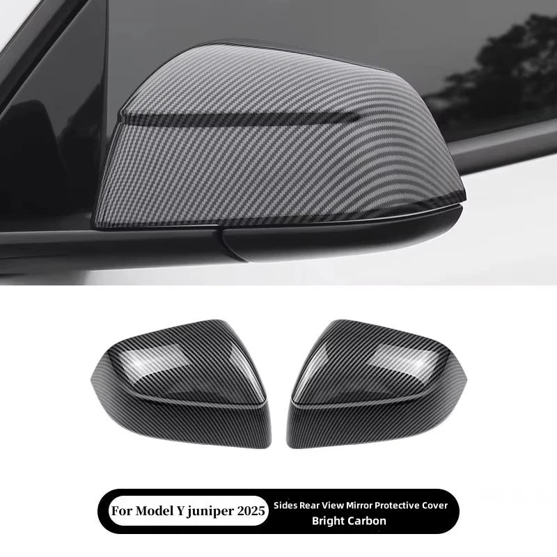 Side Mirror Covers ABS Black Carbon Print for Tesla Model Y Juniper 2025+