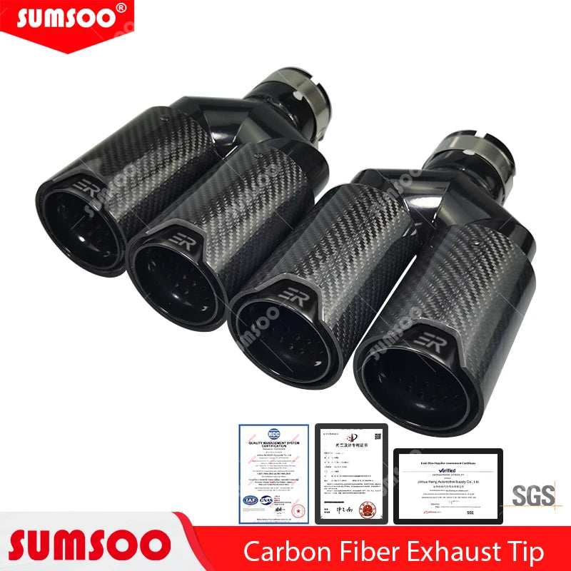 1Pcs Y Style 80mm Carbon Fiber Exhaust Tip Universal BMW M Performance