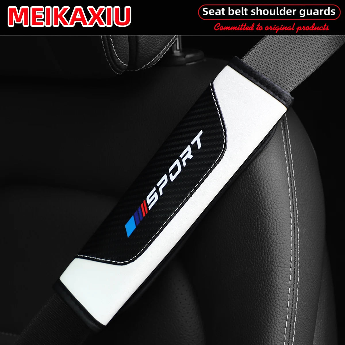 SPORT PU Leather Carbon Fiber Seat Belt Shoulder Pads Universal Safety Belt Covers