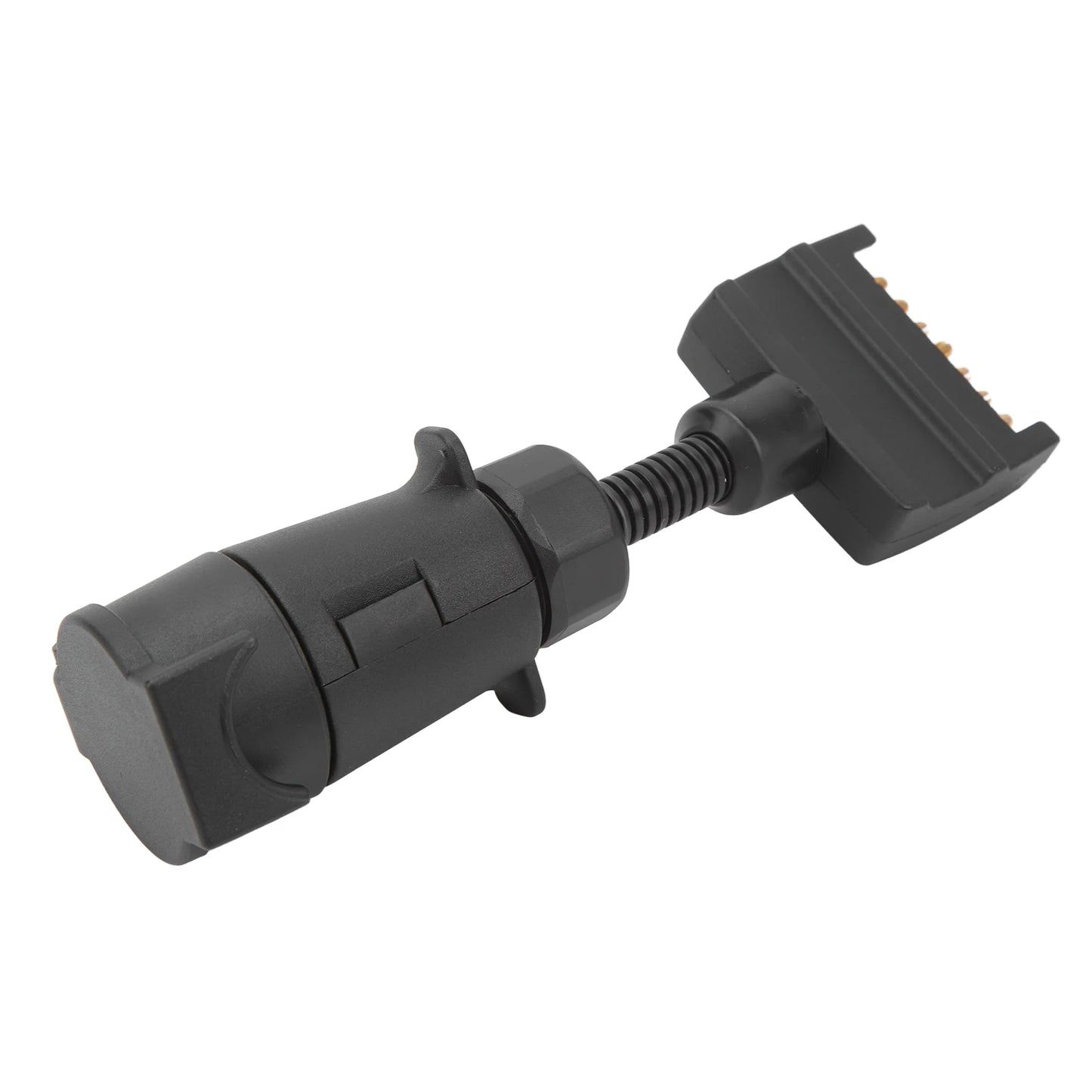 7-Pin Round Female to 7-Way Flat Male Trailer Adapter Plug for Caravan, Boat