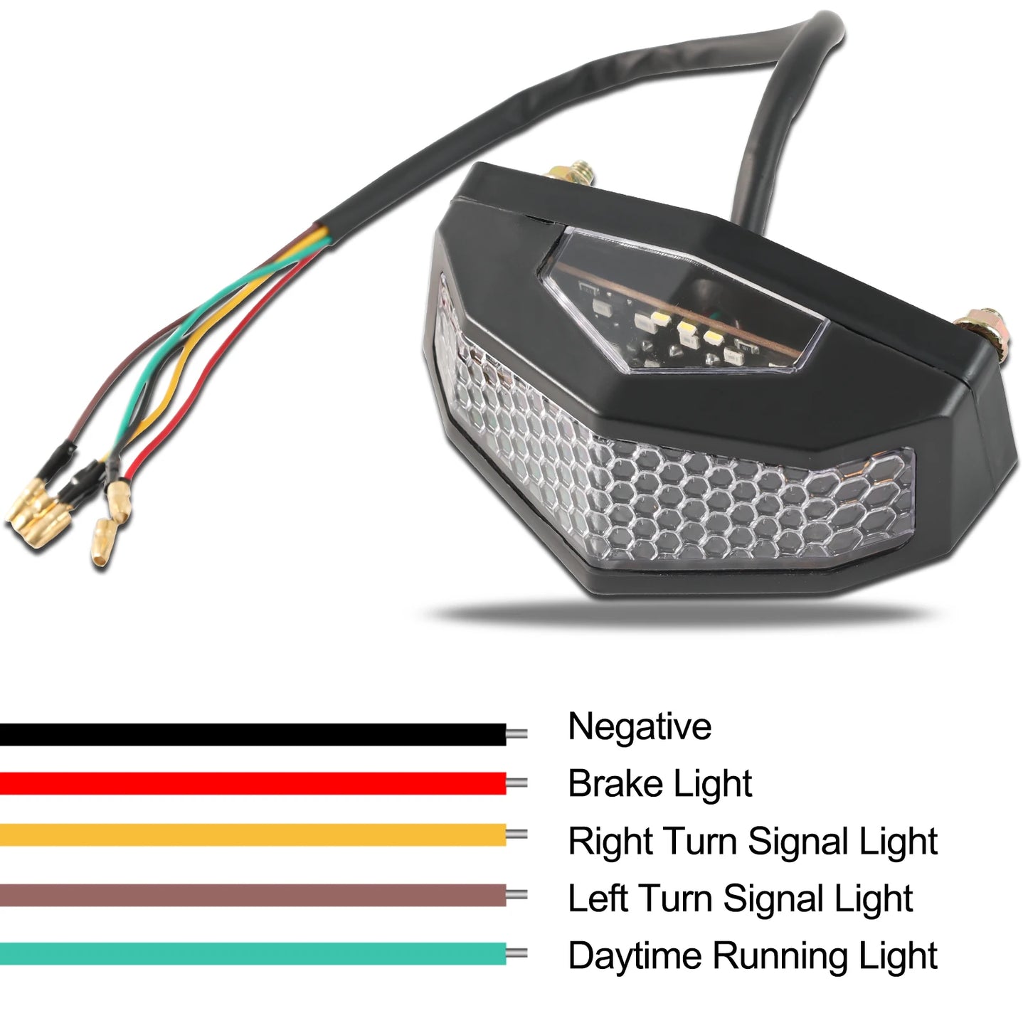 Universal 12V Motorcycle LED Rear Tail Light with Brake Turn Signal & License Plate Light