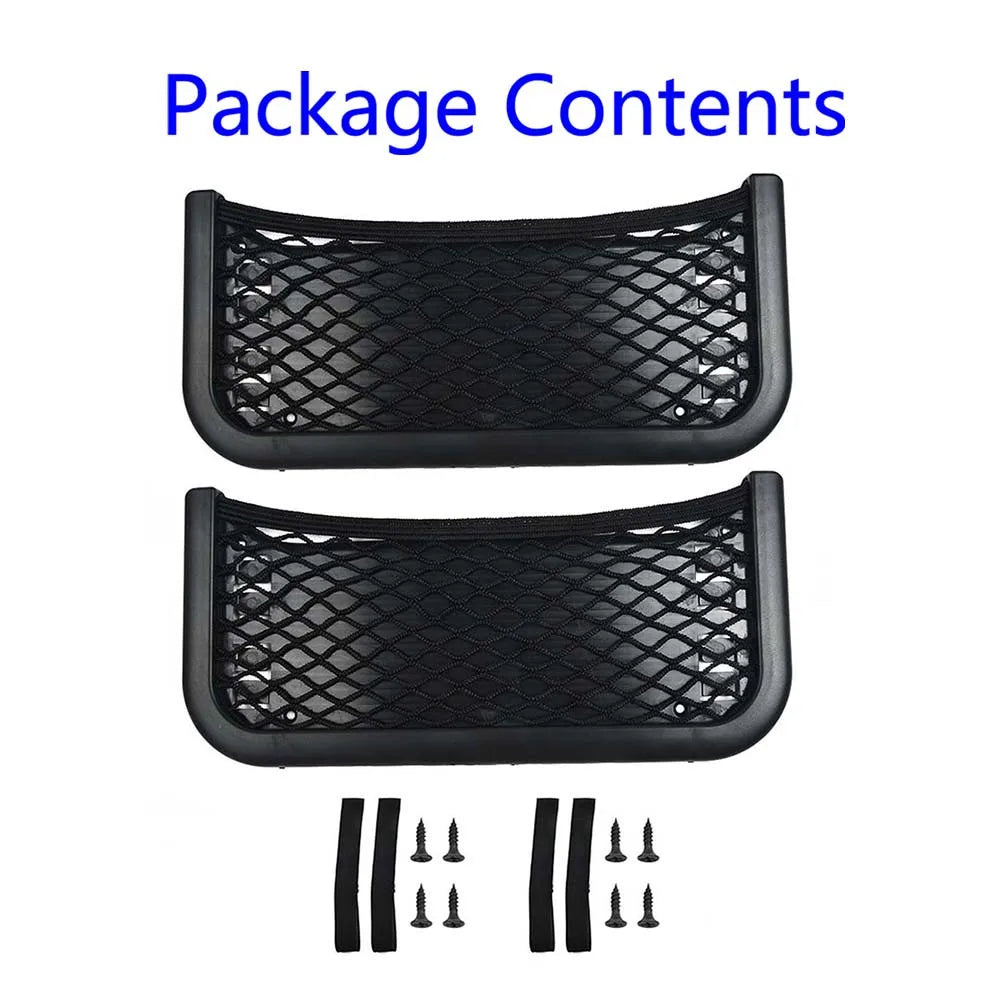 2Pcs Car Organizer Storage Net Pocket Phone Holder ABS 252x120mm