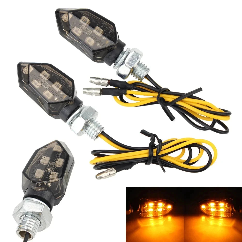 2Pcs Universal Motorcycle LED Turn Signal Lights Amber Mini Blinker Indicators