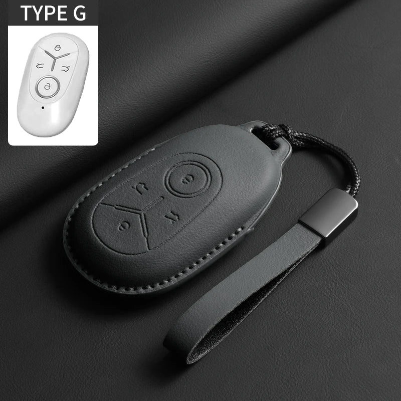 Original Color Leather Smart Key Case Cover for Geely Starray Geome Emgrand