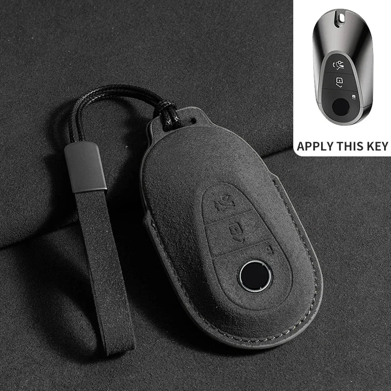 Suede Leather Smart Key Case Cover for Mercedes-Benz E-Class, C-Class 2018–2020
