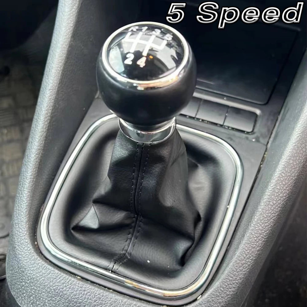 5 & 6 Speed Gear Shift Knob with Leather Boot Collar for Volkswagen Golf 2004-2014