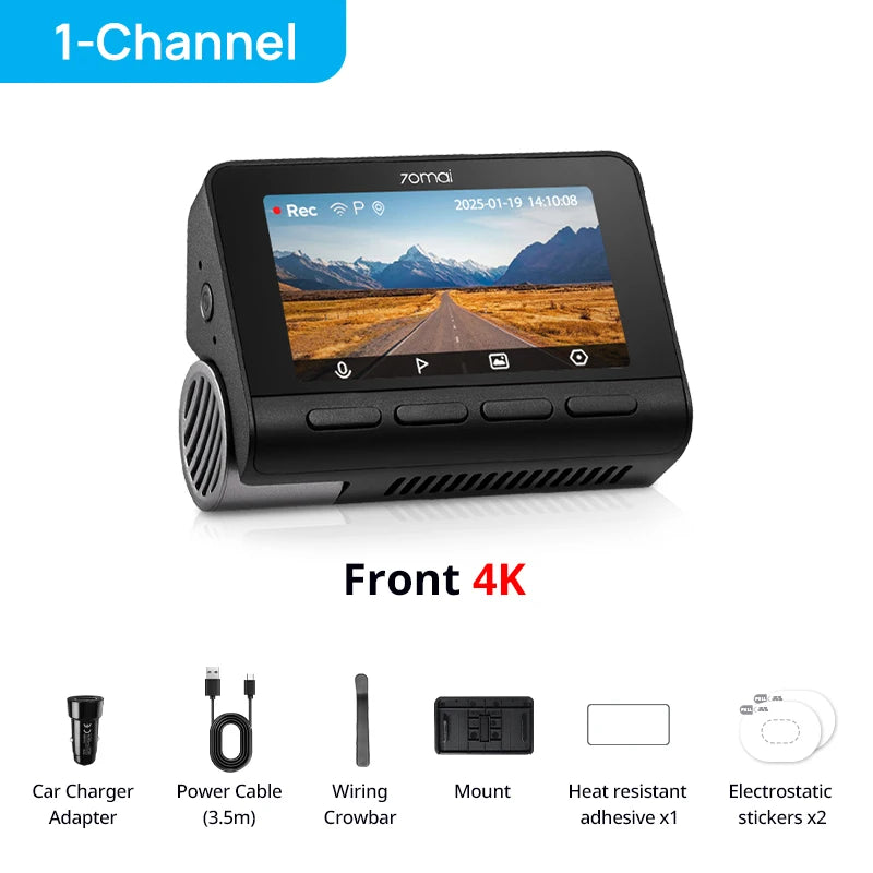 70mai A800SE 4K UHD Dash Cam Wi-Fi 6 Car DVR with GPS ADAS Voice Control