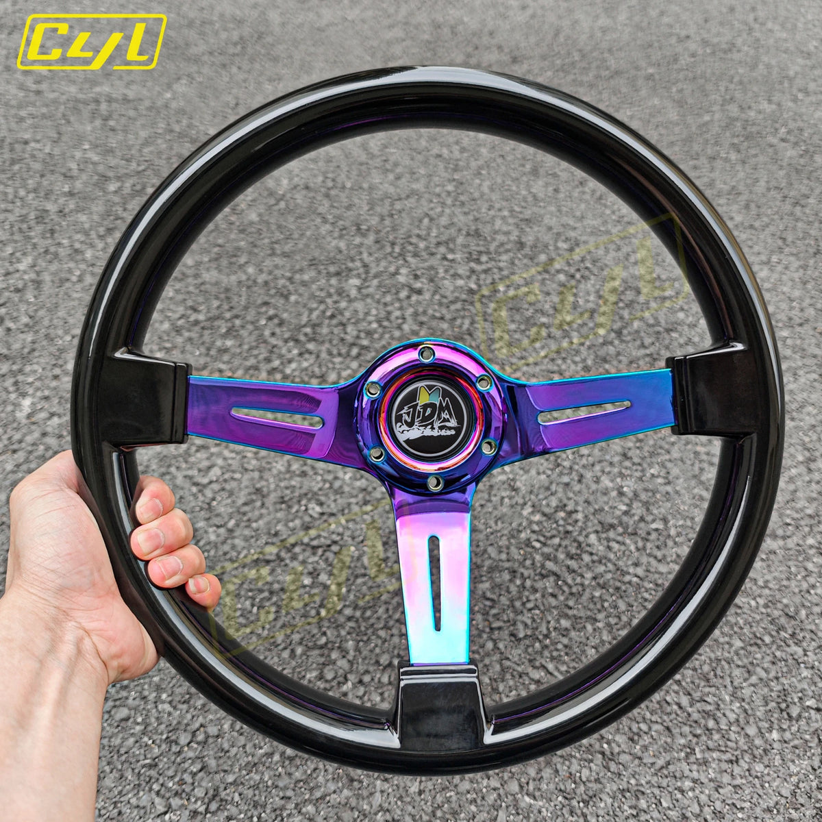 JDM Pink Black White ABS Steering Wheel Neo Chrome Spoke Deep Dish Drift Wheel