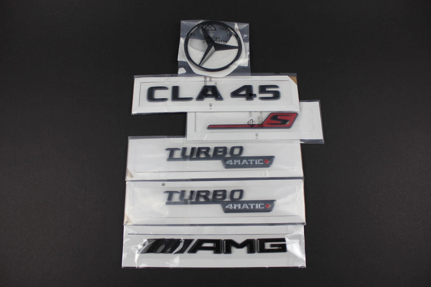 CLA45S AMG Gloss Black Badge Set Emblem for Mercedes Benz C117 W117 2017+