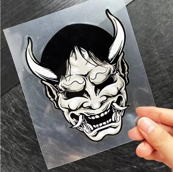 Samurai Kabuto Oni Death Mask Japanese Ghost Demon Vinyl Decal Sticker NEW