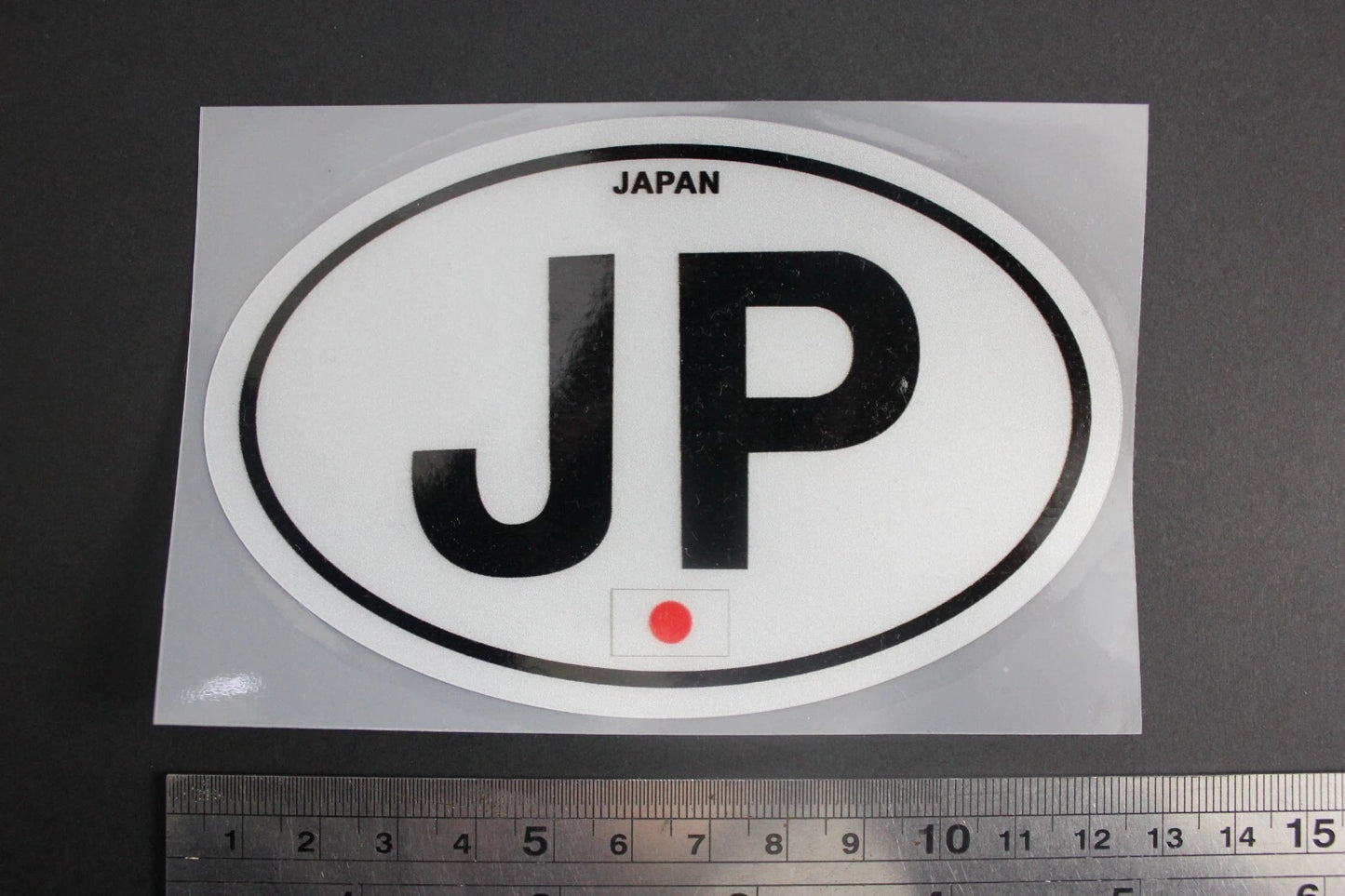 Japan JP Flag Oval Reflective Car Sticker Decal Vinyl Sticker 120mm x 78mm