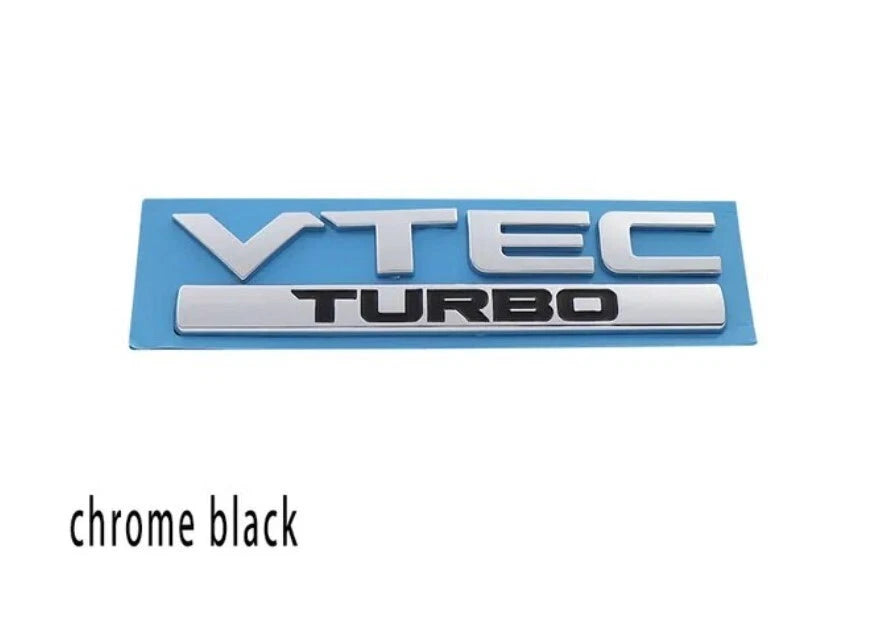 Honda VTEC Turbo Car Badge Silver Black Emblem for Civic Accord Jazz CRV HRV