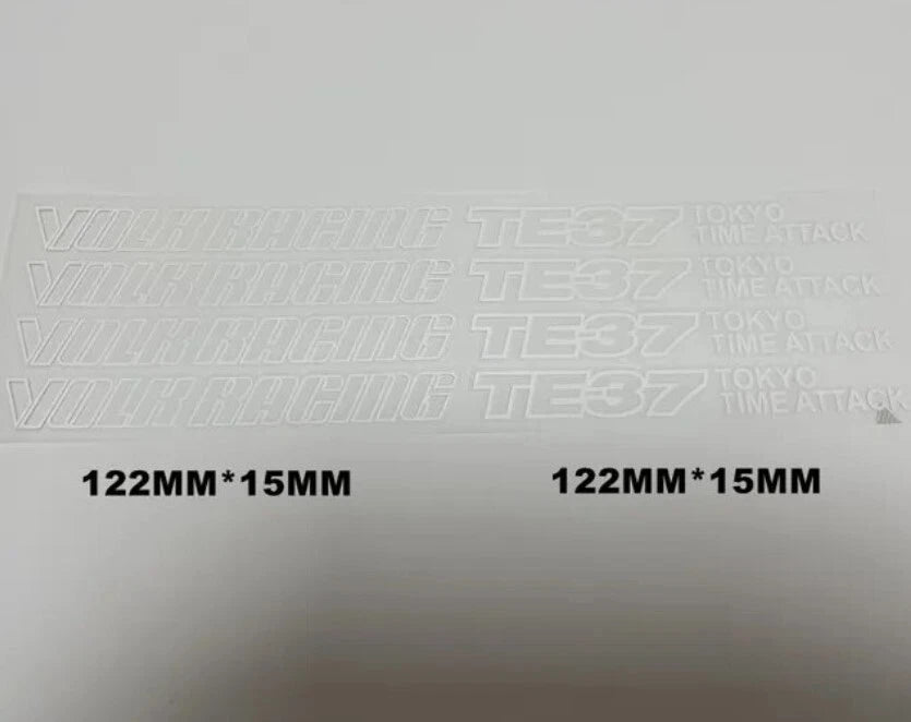 4 x VOLK RAYS TE37 Tokyo Time Attack Wheel Rim White Decals Stickers Saga Ultra