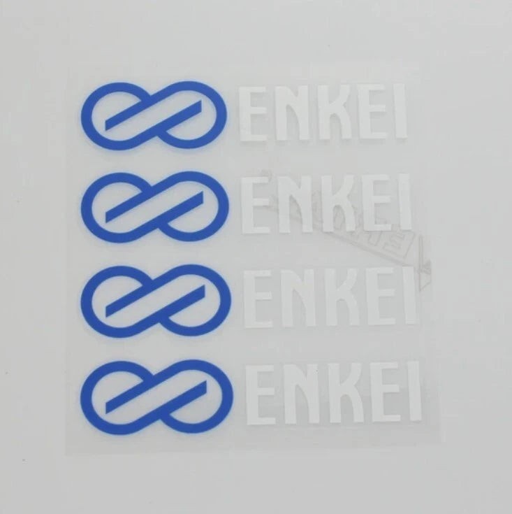 4 x Enkei Wheel Decal Sticker Blue White for TS-5 PR05 Kojin RT6 PF05 T6R EVO
