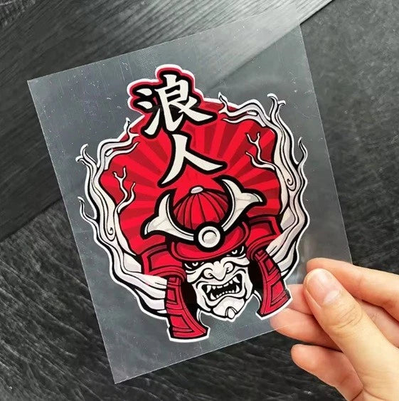 Samurai Red Kabuto Oni Death Mask Japanese Ghost Demon Vinyl Decal Sticker