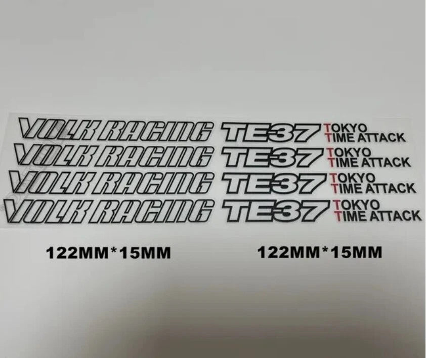 4 x VOLK RAYS TE37 Tokyo Time Attack Wheel Rim Black Decals Stickers Saga Ultra