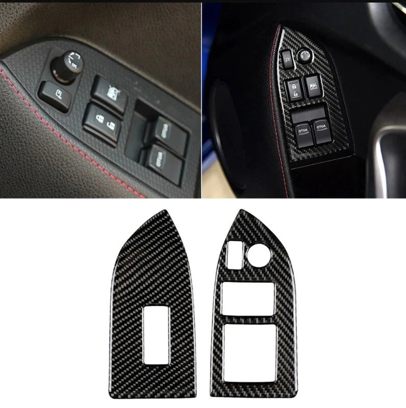 Night Kids Door Button Trim Cover Real Carbon Fibre fits Toyota GT 86 Subaru BRZ