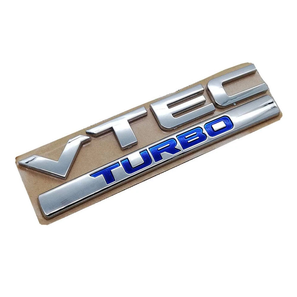 Honda VTEC Turbo Car Badge Silver Blue Emblem for Civic Accord Jazz CRV HRV