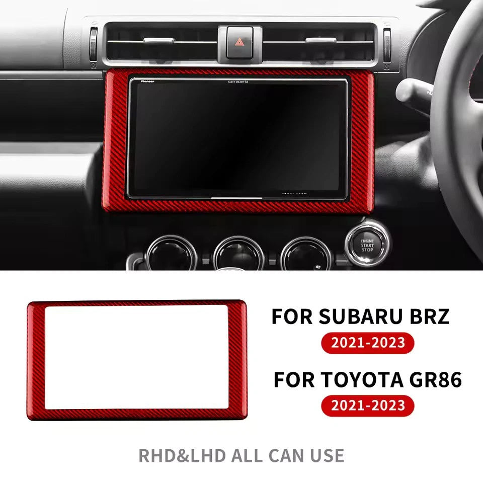 Real Carbon Fiber Car Navigation Interior Trim for Subaru BRZ Toyota GR86 2021