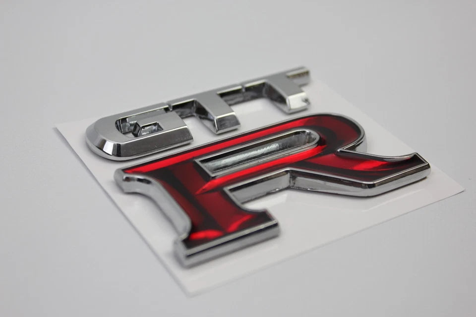 GTTR 3D Badge Emblem Silver & Red for Nissan Skyline R32 R33 R34 R35 GT AU Stock