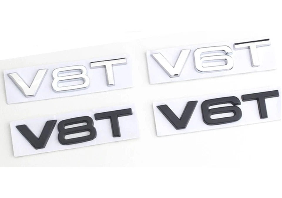 2 pcs Audi V6T Fender Badge Emblem Black for S4 RS4 A5 S5 SQ5 Turbo