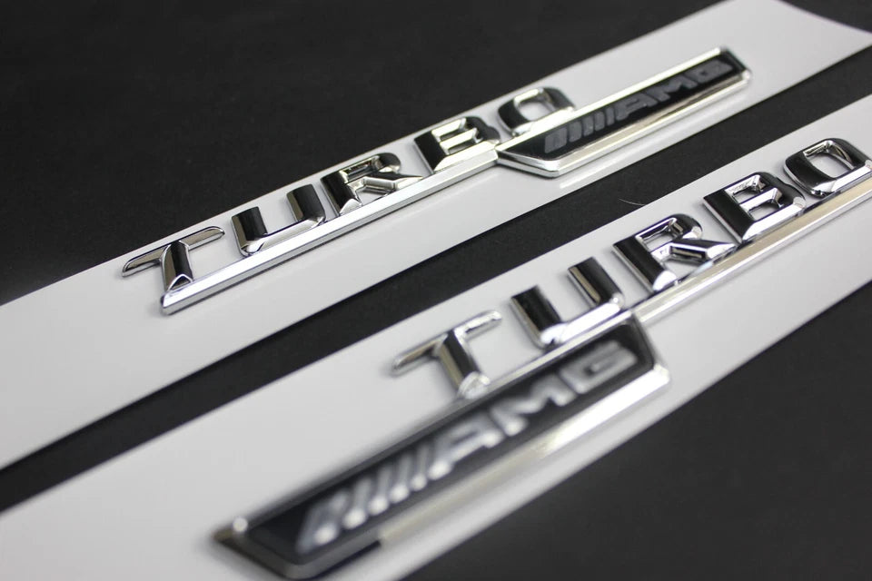 Turbo AMG Chrome Silver Fender Emblem Badge for Mercedes Benz A45 A35 CLA45