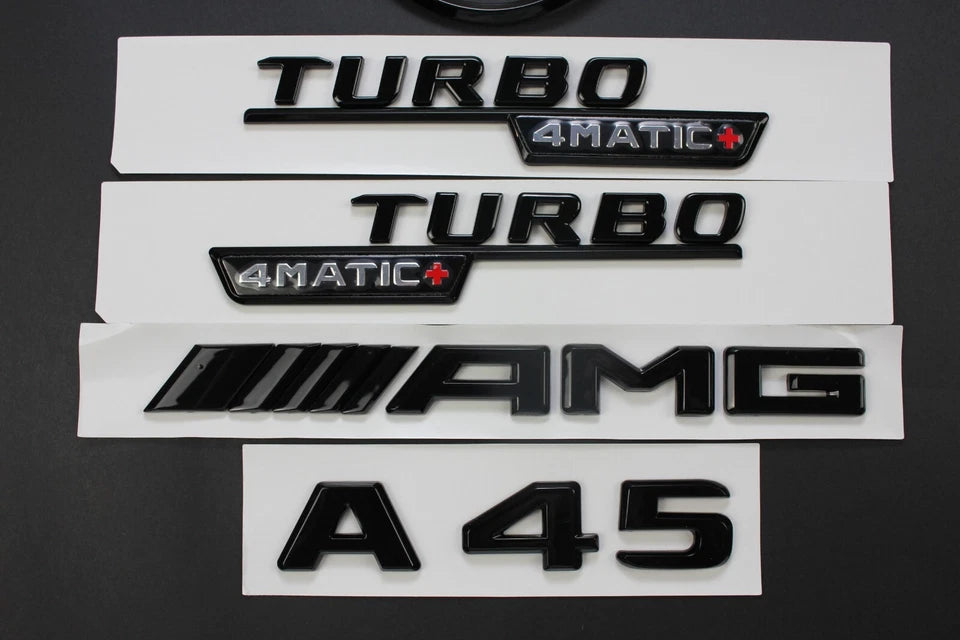 A45 AMG Gloss Black Emblem Badge Set for Mercedes Benz A45 W177 (2018 - Current)