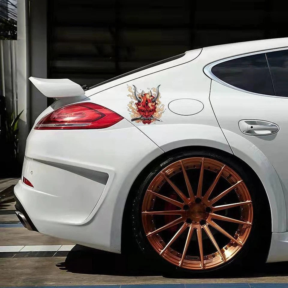 Japanese Three Eye Oni Death Mask Demon Decal Sticker JDM Car Bike Nissan Honda
