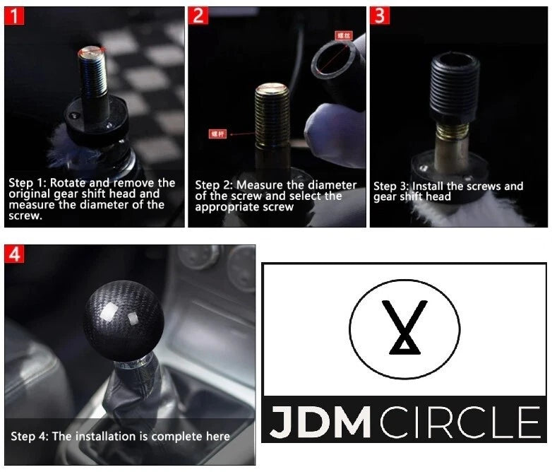 JDM Genuine Carbon Fibre Gear Shift Knob M12x1.25 M10x1.5 M10x1.25 M8x1.25
