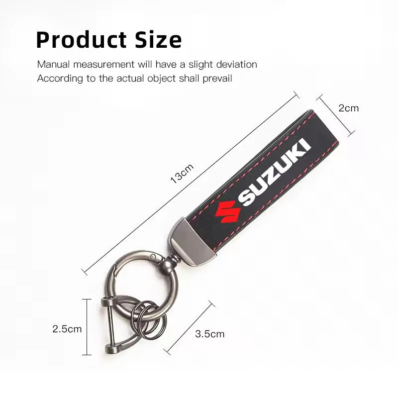 Suede Leather Black Gunmetal Keyring for Suzuki Jimny Samurai Vitara Swift
