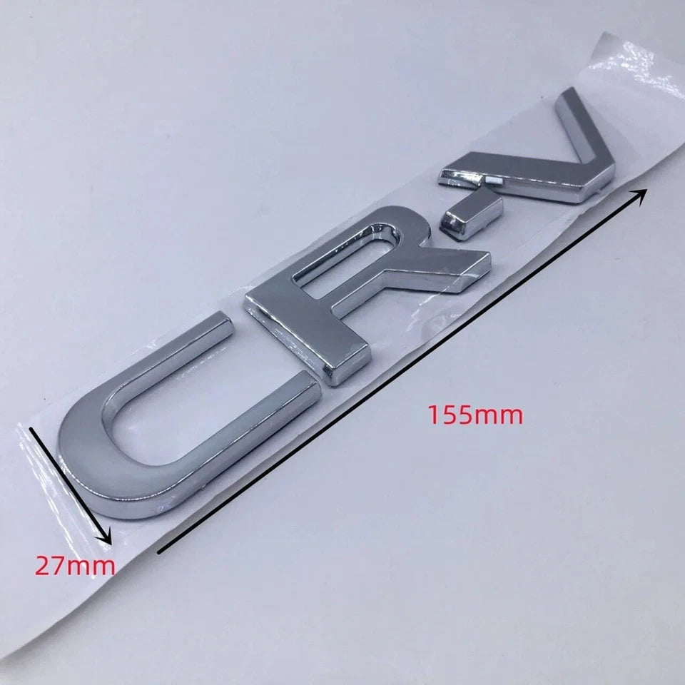 CRV Badge Emblem Chrome Silver / Black 155 x 27mm for Honda OEM Size NEW