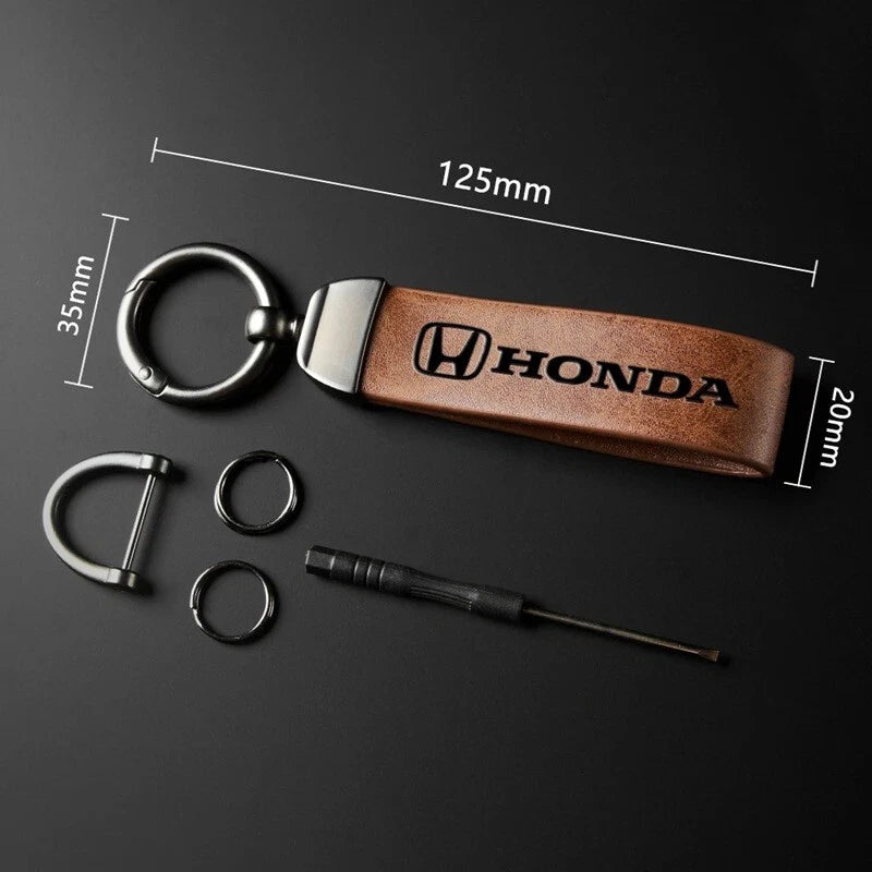 Honda Leather Keyring Keychain for Civic Accord Jazz Odyssey HRV CRV Prelude NEW