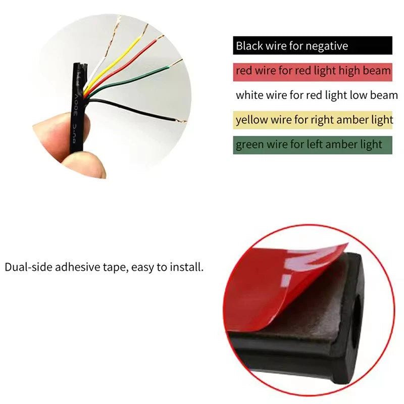 Flexible 48 LED Motorcycle Tail and Turn Signal Light Bar 12V Rear Brake Strip